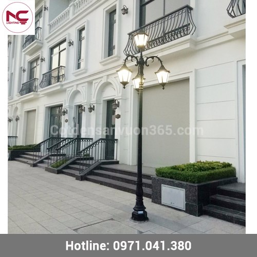 cot den san vuon dc02, cột đèn trang trí sân vườn bằng nhôm và gang