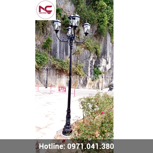 cot den san vuon dc02, cột đèn trang trí sân vườn bằng nhôm và gang