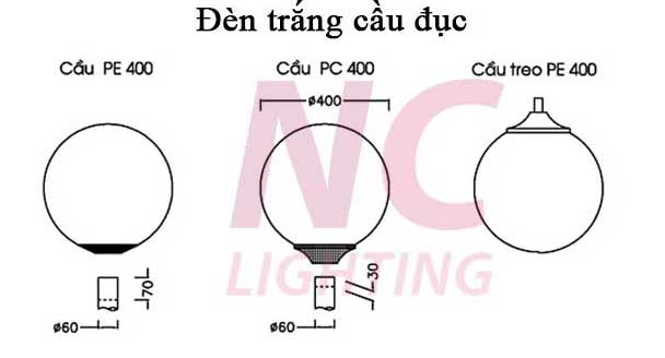 Cấu tạo đèn sân vườn trắng cầu đục