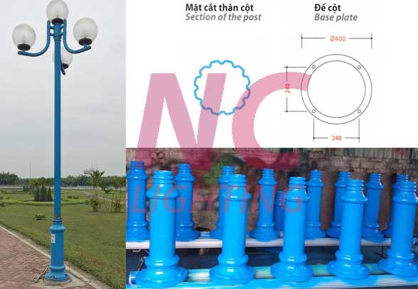 Chi tiết cấu tạo cột đèn sân vườn NOUVO, Cột Đèn Sân Vườn Nouvo