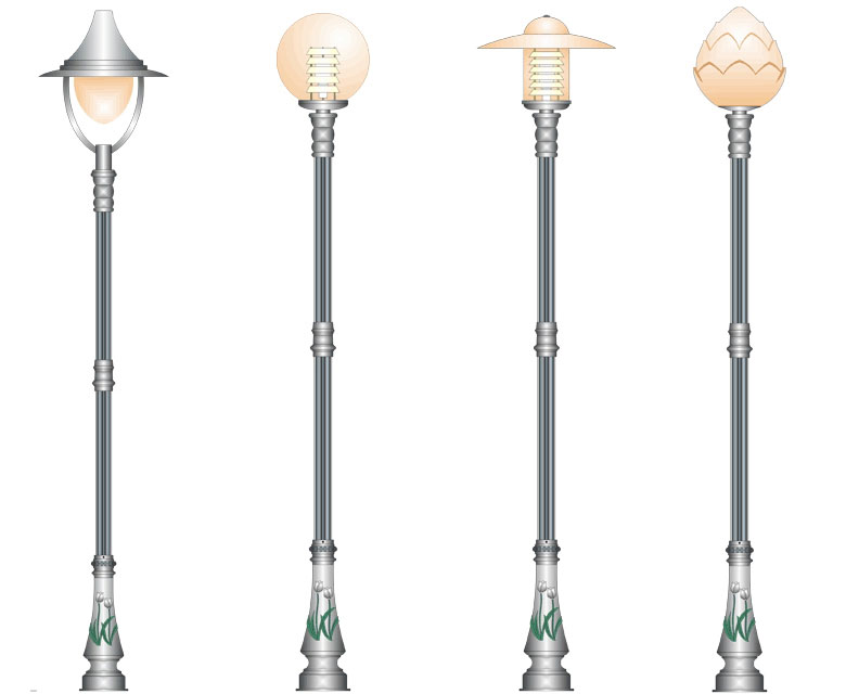 Một số loại đèn sân vườn kết hợp với cột Bamboo