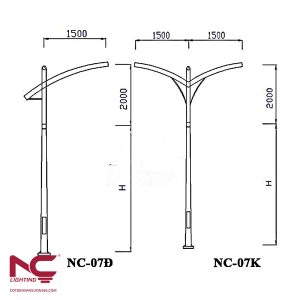 Trụ đèn cao áp mạ kẽm NC-07
