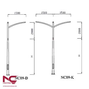 Cột đèn đường mạ kẽm NC-09