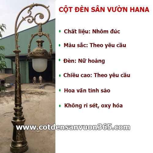 Đặc điểm cột đèn chiếu sáng sân vườn HANA