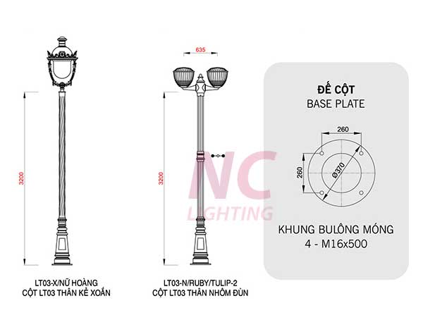 Cột đèn chiếu sáng sân vườn Pine