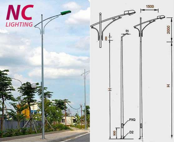 Mẫu cột đèn cao áp NC - 04 kiểu cần đơn