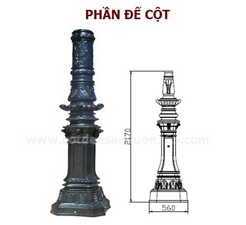 Phần đế cột đèn sân vườn sư tử