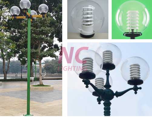 Đèn sân vườn bóng cầu trong D400 PMMA
