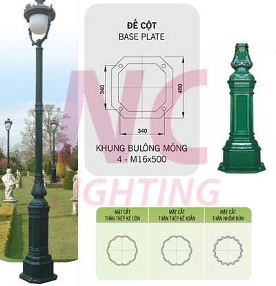 Khung móng cột đèn sân vườn DC-05B