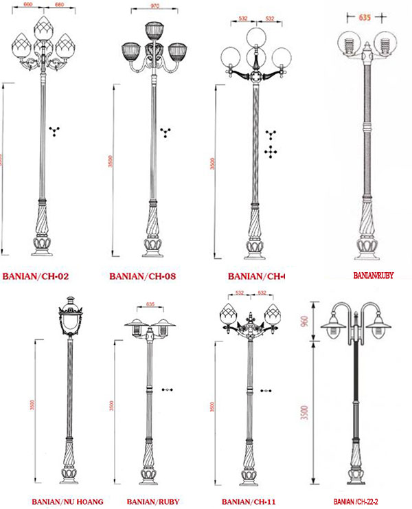 mau-cot-den-san-vuon-banian, Cột đèn sân vườn Banian