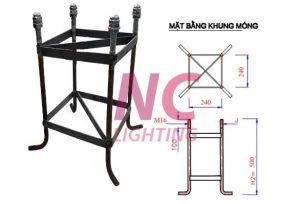 Bản vẽ khung móng cột đèn