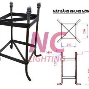 Bản vẽ khung móng cột đèn