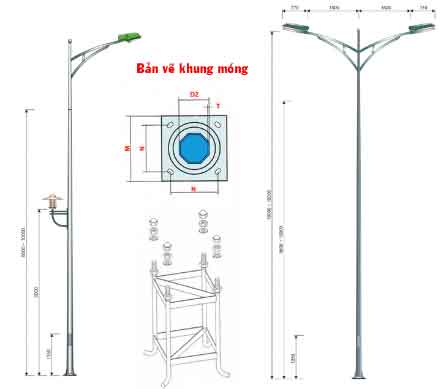 Bản vẽ cột đèn sân bóng đá 
