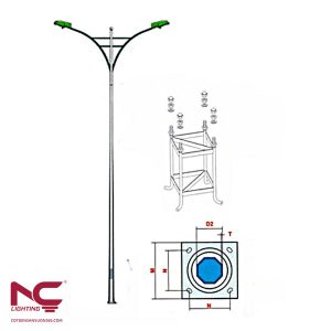 Cột Đèn Bát Giác Rời Cần Kép