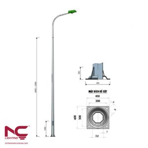 Cột Đèn Tròn Côn Liền Cần Đơn