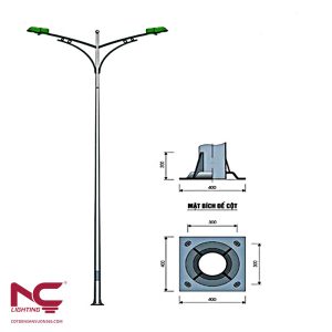 Cột Đèn Tròn Côn Rời Cần Kép