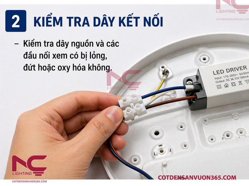 Hướng dẫn sửa lỗi đèn Led không sáng hiệu quả 3 Bước 2 – Kiểm Tra Công Tắc Và dây nối