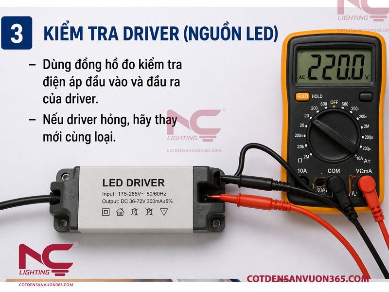 Hướng dẫn sửa lỗi đèn Led không sáng hiệu quả 4 Bước 3: Kiểm tra drive - nguồn led