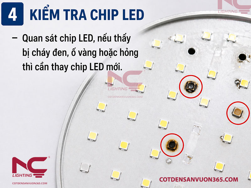 Hướng dẫn sửa lỗi đèn Led không sáng hiệu quả 5 Bước 4: Kiểm tra chip LED