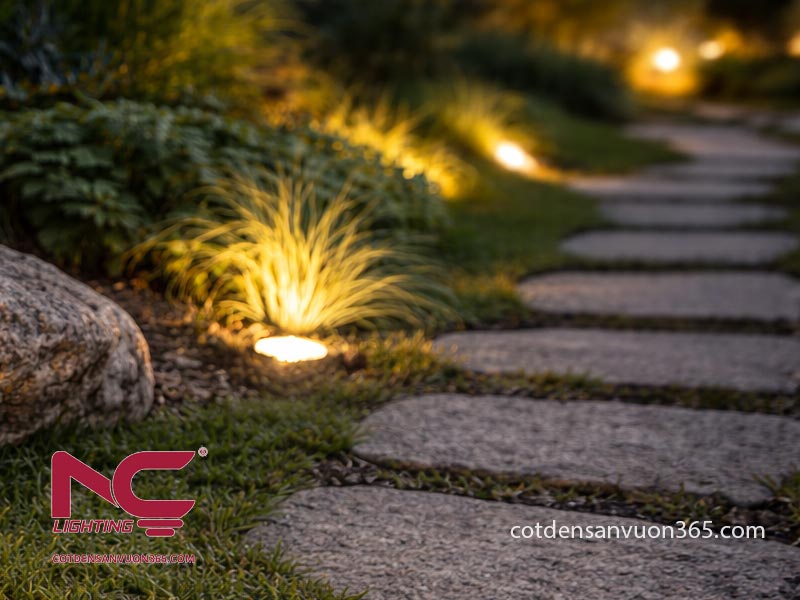 Đèn led âm đất chiếu sáng sân vườn